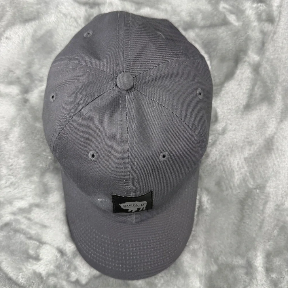 Buffalo Outdoors Mens Gray Cotton Baseball Cap Adjustable Dad Hat Logo Patch